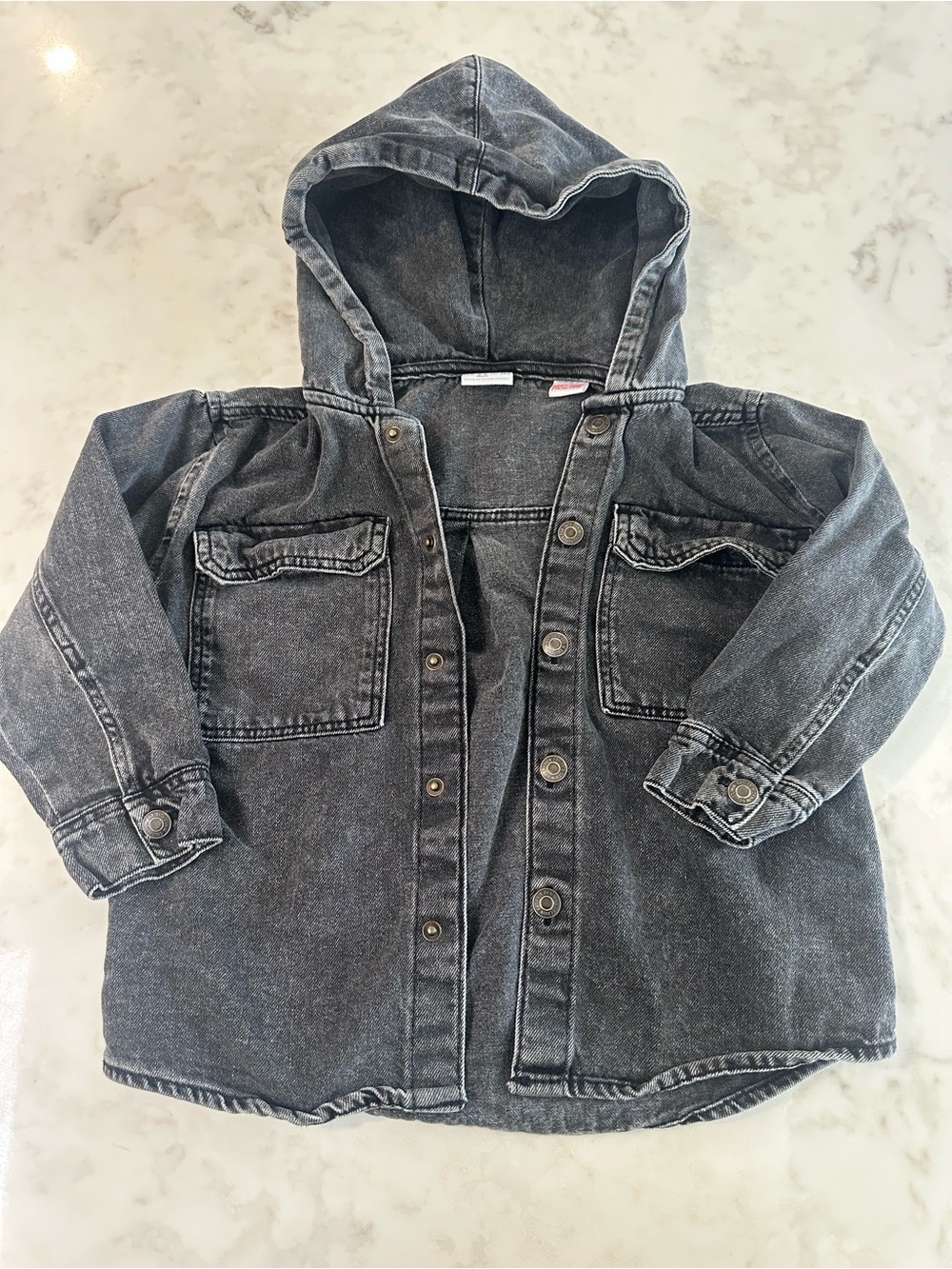 Zara Baby/Kids Hooded Denim Overshirt  Jacket - Black Wash. Size 3T-4T
